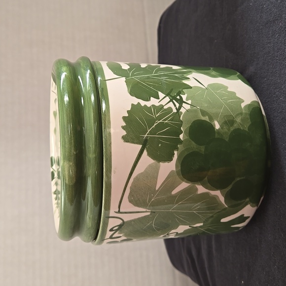 Green Hand-Painted Grape Vine Pattern Canisters by DESIGNPAC INC - Picture 2 of 10